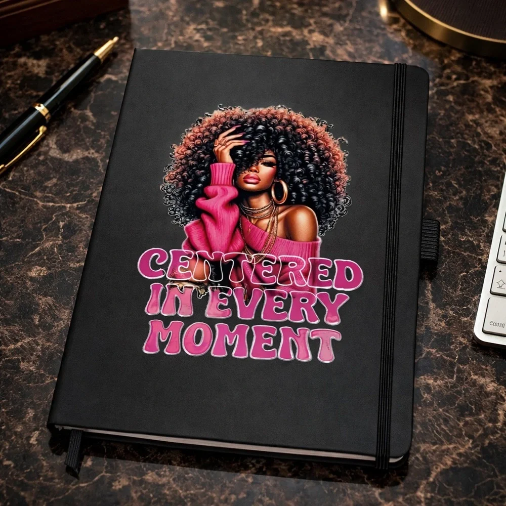 Black and Pink Women's “Centered In Every Moment” Notebook